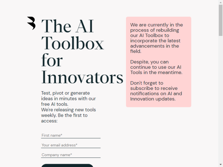 AI Toolbox for Innovators