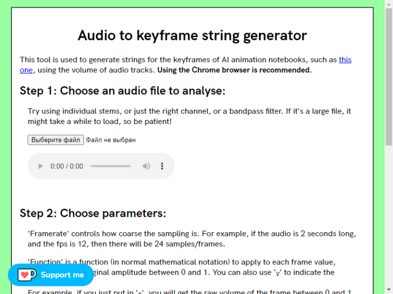 Audio to keyframe string generator