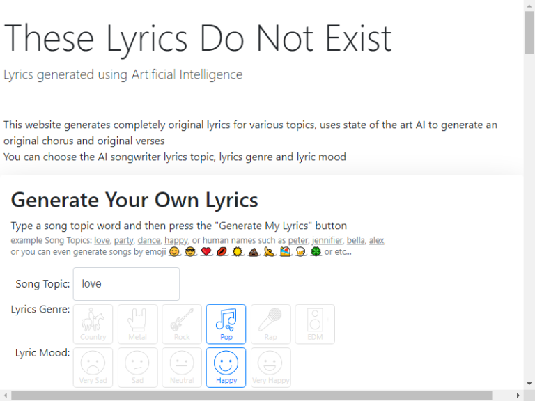 AI Lyrics Generator