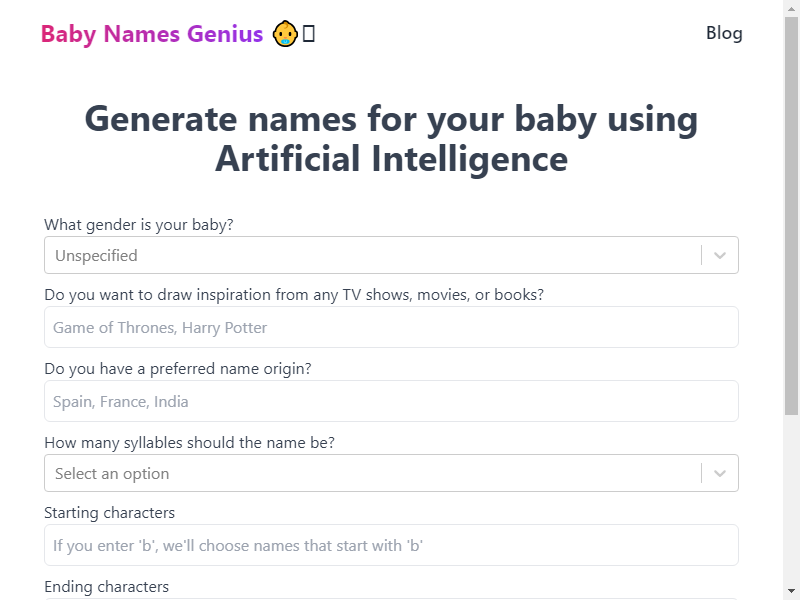 нейросеть Baby Name Genius