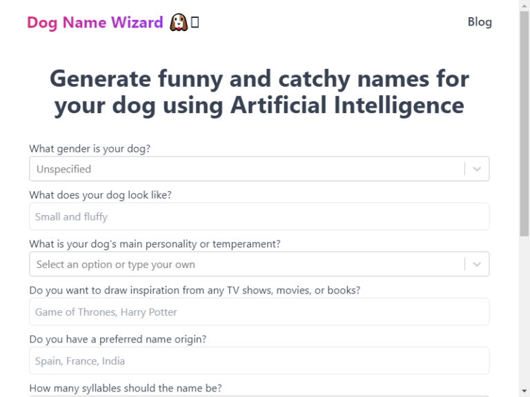 Dog Name Wizard