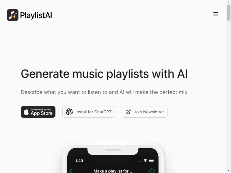 нейросеть AI Playlist Maker: PlaylistAI